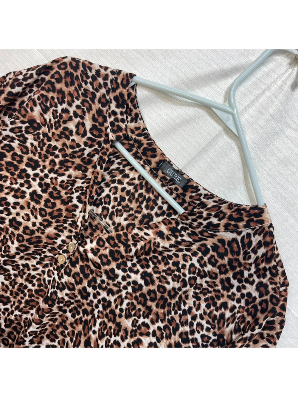 Cure Leopard Print Blouse with Button Detail 3XL